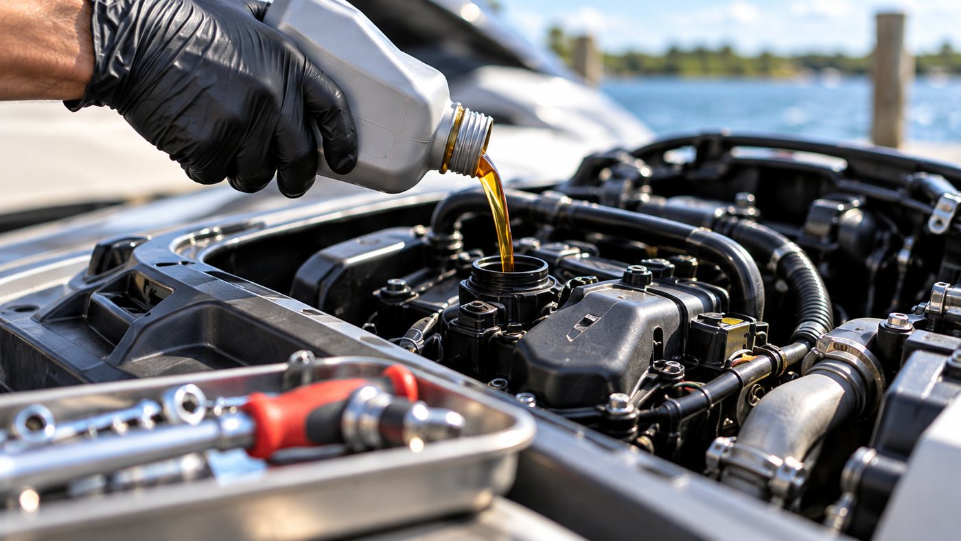 Oil change during a mobile jet ski tune-up